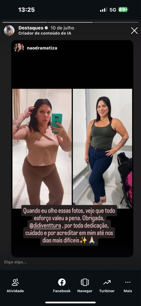 Resultado antes e depois de acompanhamento nutricional